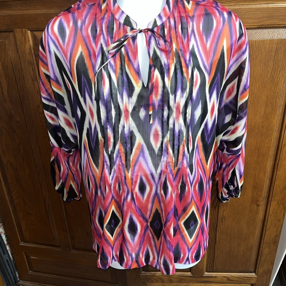 Jones New York Sport Woman Shirt Tunic 2x purple, black, red white